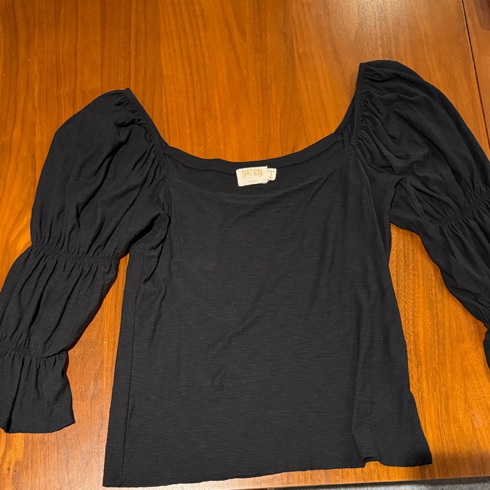 Nation LTD Black Puff Sleeve Blouse